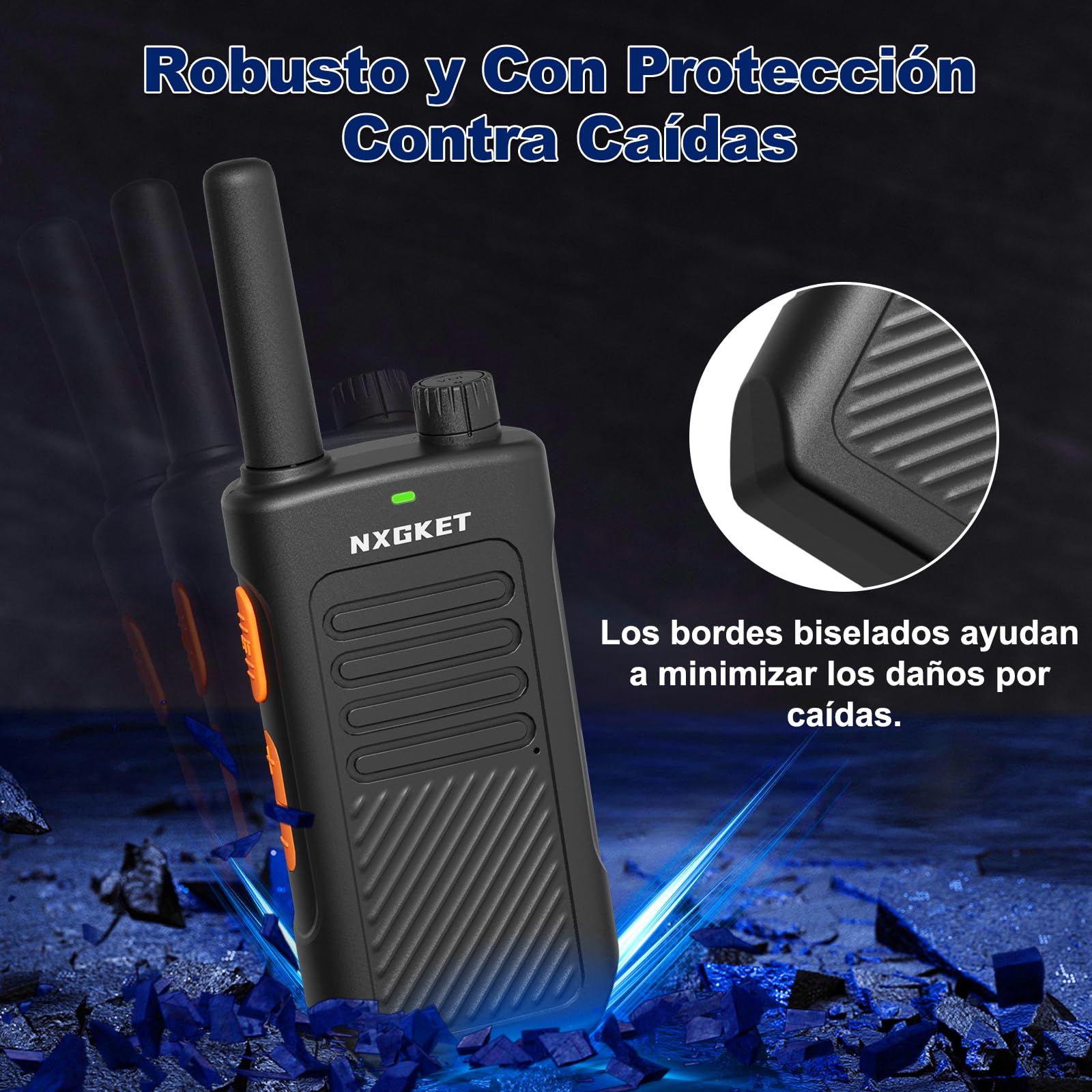 Walkie Talkies de Largo Alcance para Adultos, PMR446 Walkie Talkie Profesionale con Baterías Recargables de 1500 mAh, 16 Canales, Radio Bbidireccional para Camping, Viajes y comunicación Laboral