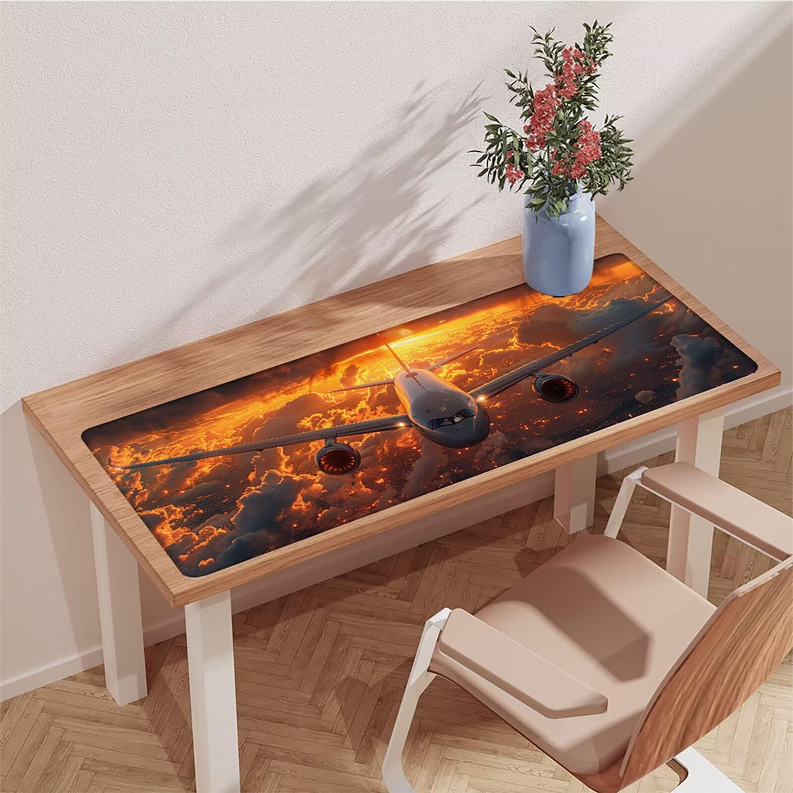Tappetino Mouse Giallo, Tappetino Mouse XXL 1200x600 mm, Gaming Mouse Pad con Base in Gomma Antiscivolo, Gaming Mousepad Migliora Precisione e Velocità, Accessori Scrivania, Regalo, Aereo 3-3743