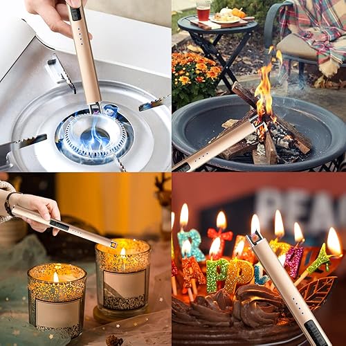 Miniatura 21 de ARECTECH Encendedor de velas eléctrico con cable tipo C, regalo de cumpleaños para hombres, mujeres, esposa, encendedores de arco de plasma Negro