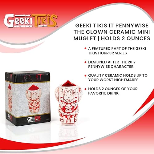 Miniatura 6 de Geeki Tikis IT Pennywise The Clown - Mini muglet de cerámica  Geeki Tikis Horror Series - Vaso de chupito oficial de TI estilo Tiki  Capacidad para