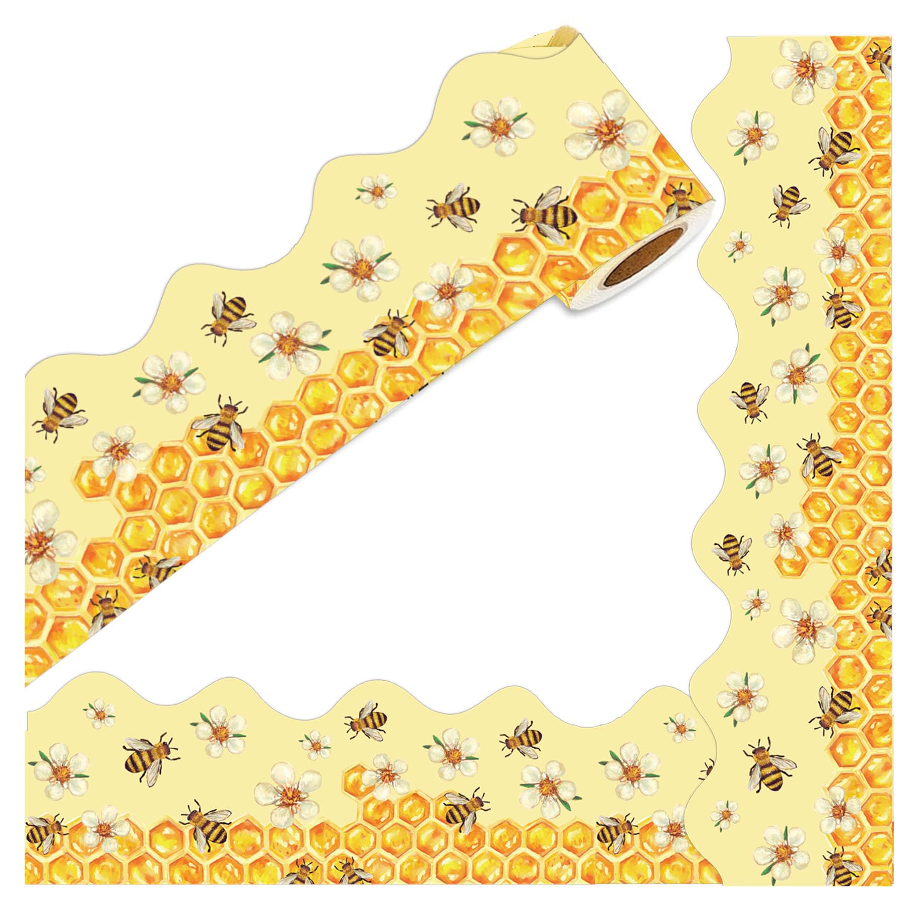 SMARSTICKER Bee Bulletin Borders 69Ft Bee Honey Bulletin Board 60Pcs Back to School Decoration Borders for World Bee Day Summer Party Home Office Decoration (Honey Bee)