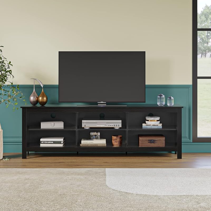 Panana TV Stand, Moden 6 Cubby TV Stand for 75 inch TV, Farmhouse Television Stands Entertainment Center Media Stand with Storage TV Table Stand for Living Room image 2
