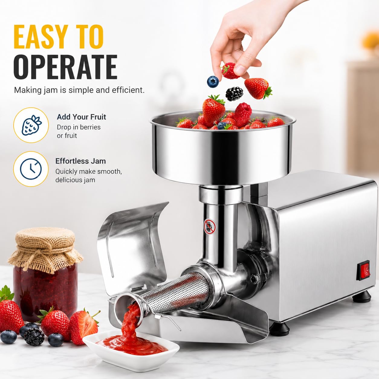 Macchina elettrica della pressa del pomodoro, 220V commerciale dell'acciaio inossidabile del passato di pomodoro del colino e creatore della salsa per la frutta Juicing