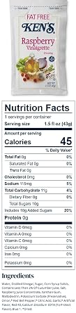 20 Count | Salad Dressing Packets | Individual Single Serve Salad Dressing condiment packets | 1.5 Oz Per Pouch (Fat-Free Raspberry Vinaigrette)
