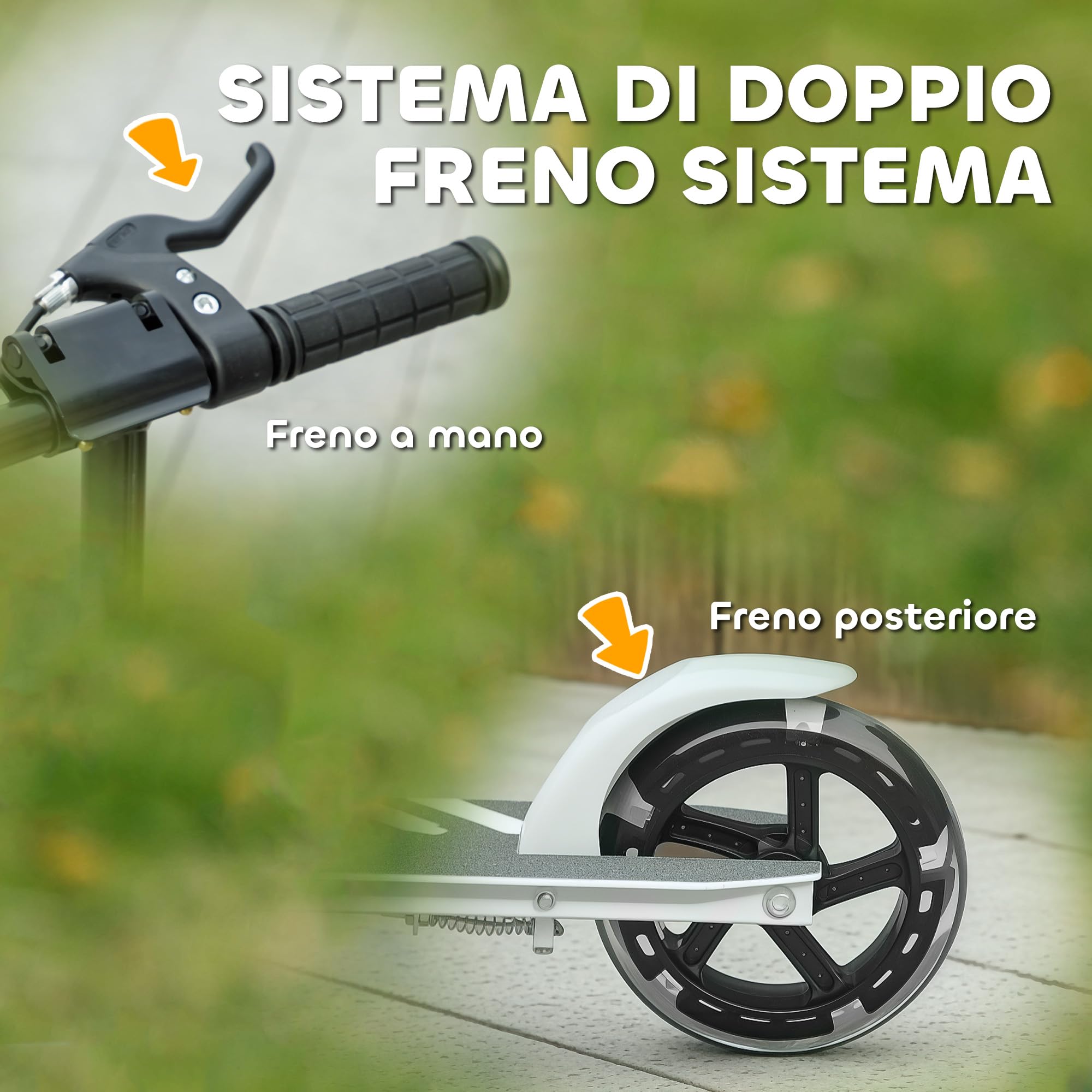 AIYAPLAY Monopattino per Bambini 3-8 Anni Pieghevole con Ruote Luminose e Altezza Regolabile, Scooter per Bambini in Metallo con Freno Posteriore e Cavalletto, Bianco