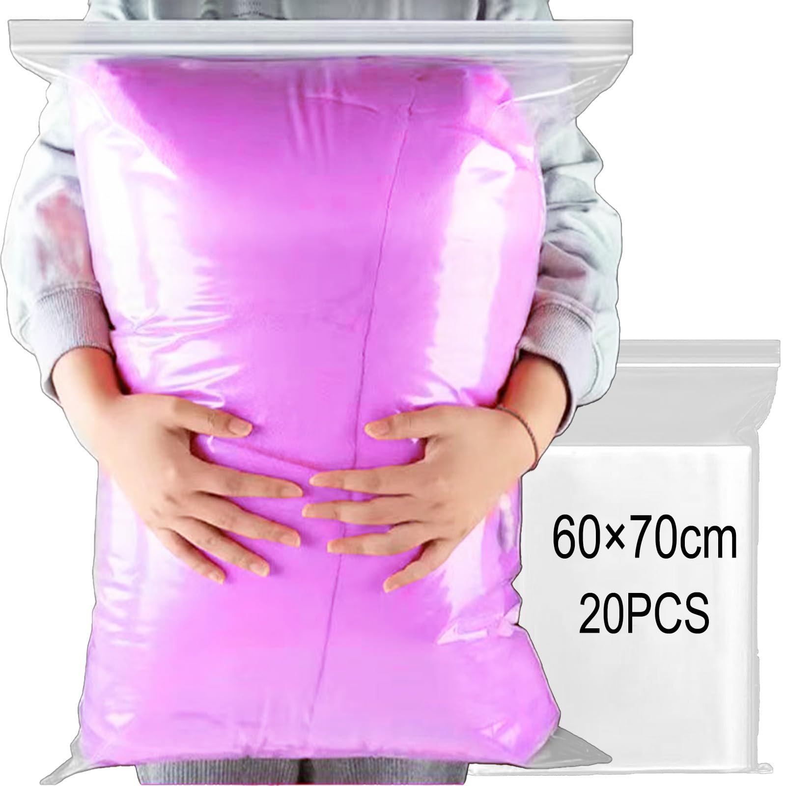 GESDYO 20PCS Large Travel Clothes Storage Bags Clear Seal Bags Waterproof Luggage Organiser Resealable Plastic Luggage Pouch Ideal for storing large coats clothes