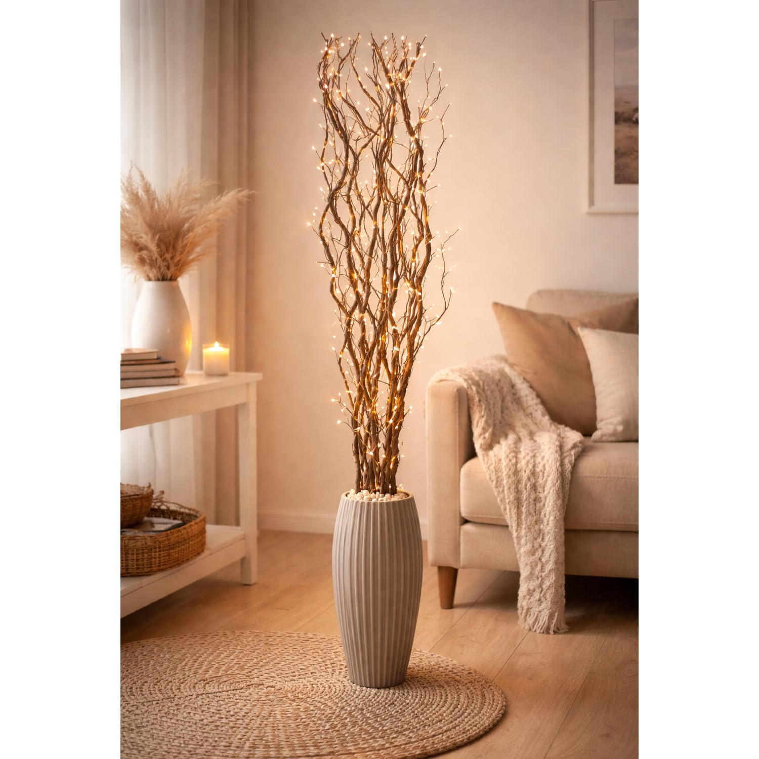 Mojawo® Lichterzweige mit 80 LEDs braun Beleuchtung Lichterkette Leuchtzweig Dekoration Lichter Zweig