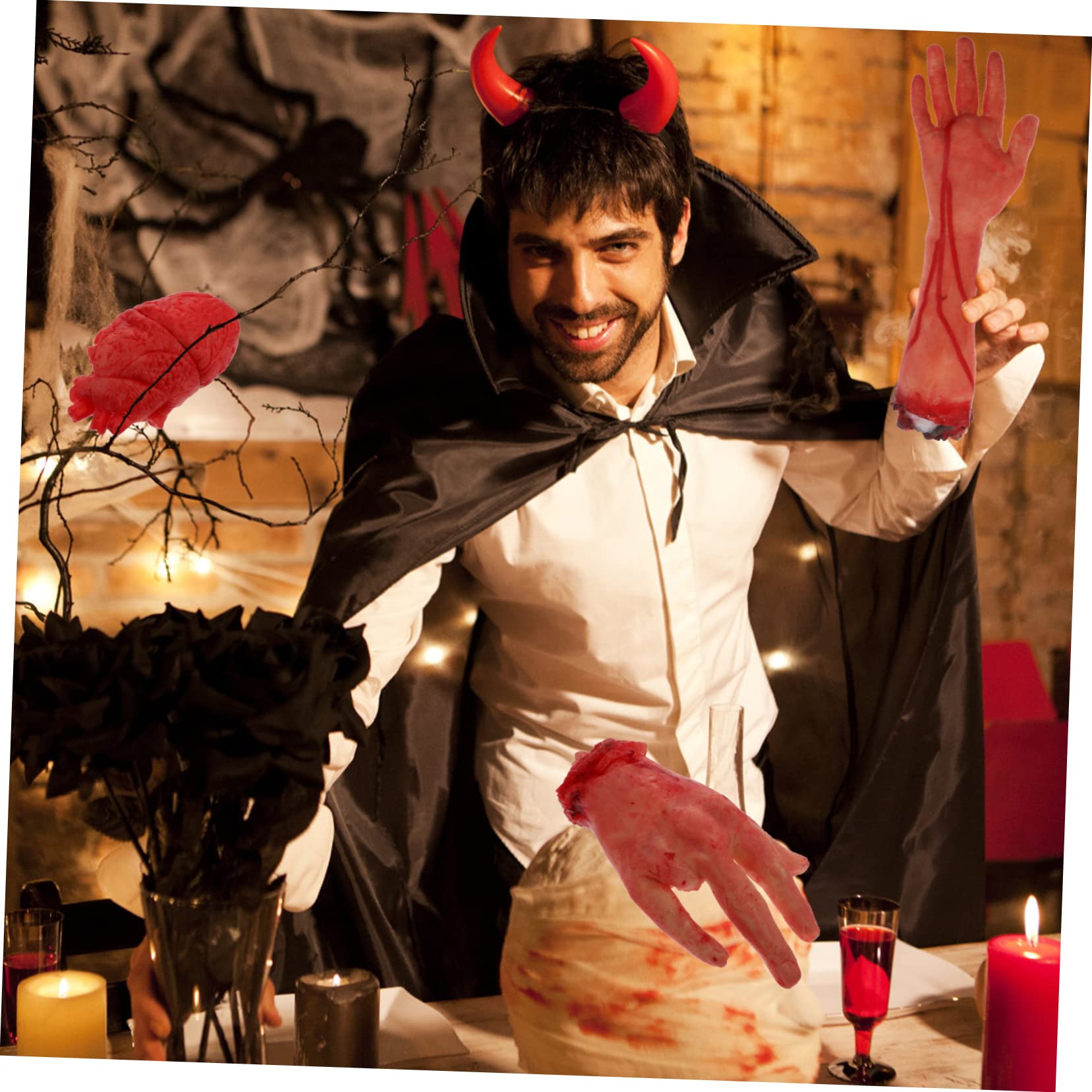 6stücke Teiliges Gruselige Halloween-Requisiten Realistische Abgetrennte Hände Und Füße Für Spukhaus Und Partydekoration Gruselige Accessoires Für Unvergessliche Feiern