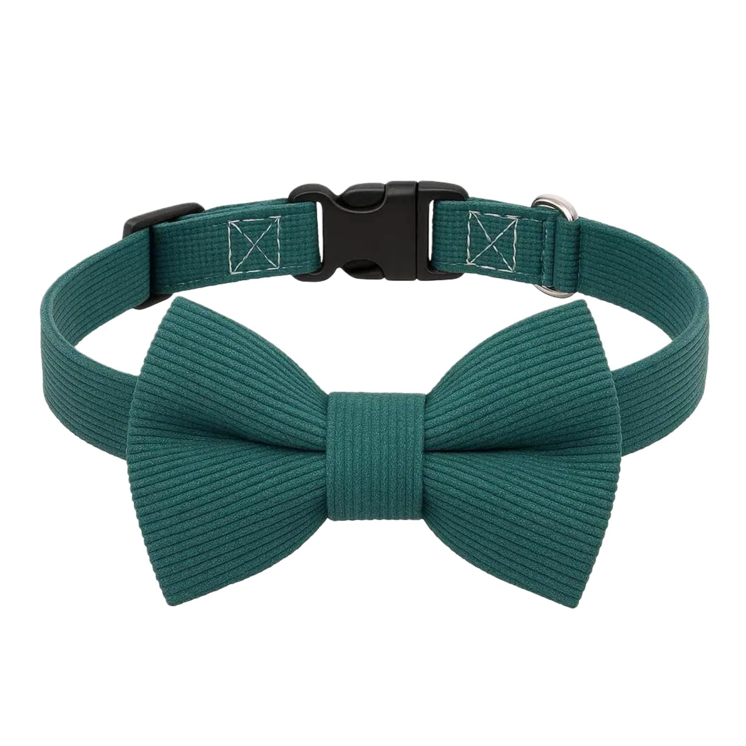 THAIN Dog Collar with Bow Tie Corduroy,Soft,Breathable&Adjustable Quick Release Plastic Buckle Dog Collars for Small Dogs Pets (Green, S)