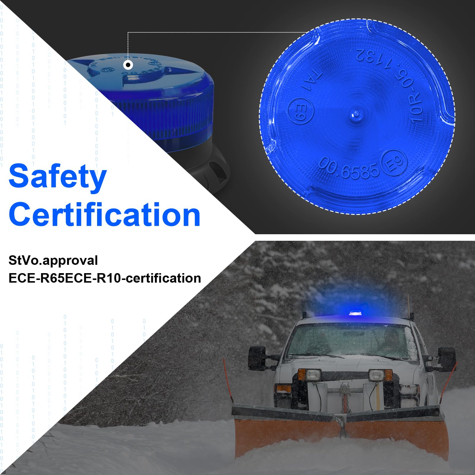 antom Rotativo Luz LED estroboscópica inalámbrico, 12V-24V Azul Luz de emergencia de magnético con cable para vehículos, tractores, carros de golf, UTV （Cable USB de carga）…