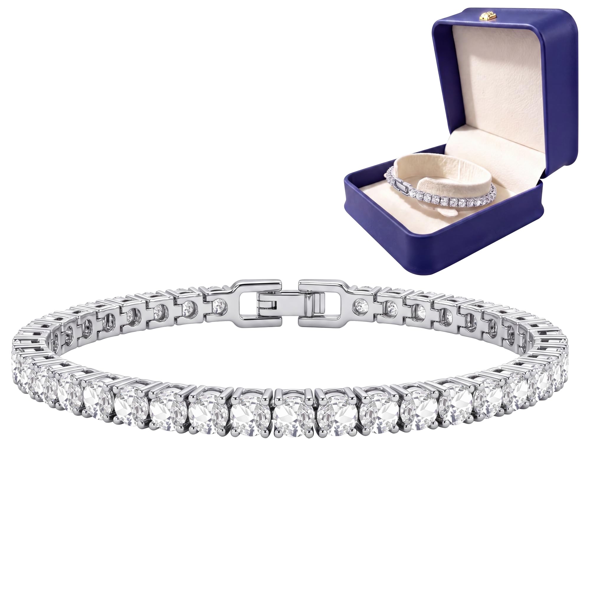 VERENIX 18K Gold Plated Cubic Zirconia Tennis Bracelet for Women 3mm