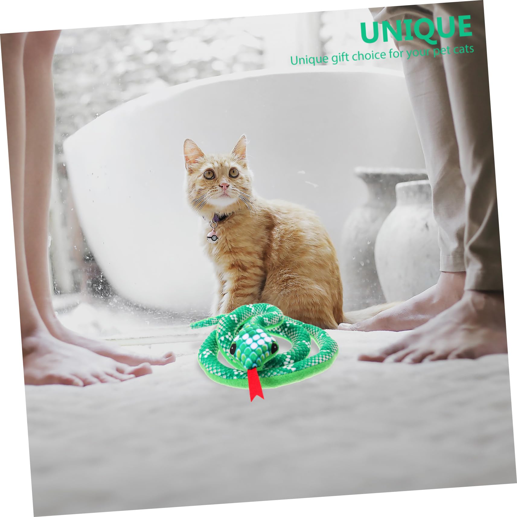ibasenice Serpent Peluche pour Chat Dintérieur avec Herbe à Chat Naturelle à Mâcher Interactif Antistress pour Adultes