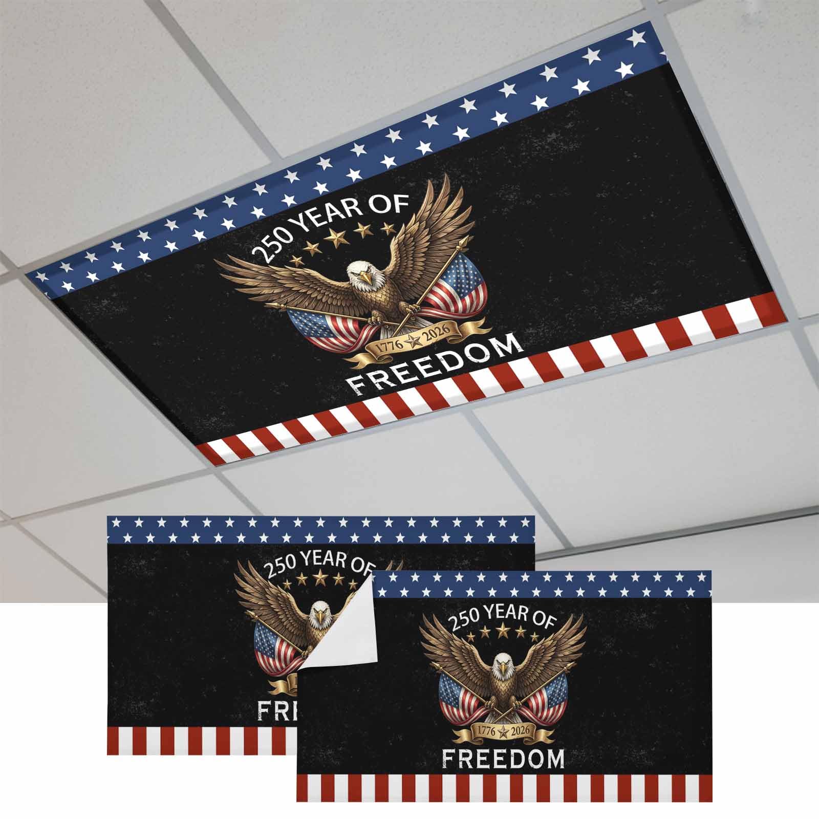 250 Anniversary USA Flag Magnetic Fluorescent Light Covers for
