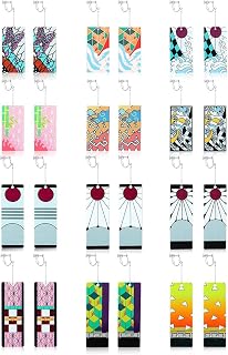 12 Pairs Women's Tanjiro Earrings Anime Demon Slayer Earrings Cosplay Fashion Double-sided Acrylic Alloy Resin Earring for Friends Mother and Daughter Halloween Christmas Birthday Jewelry Gifts