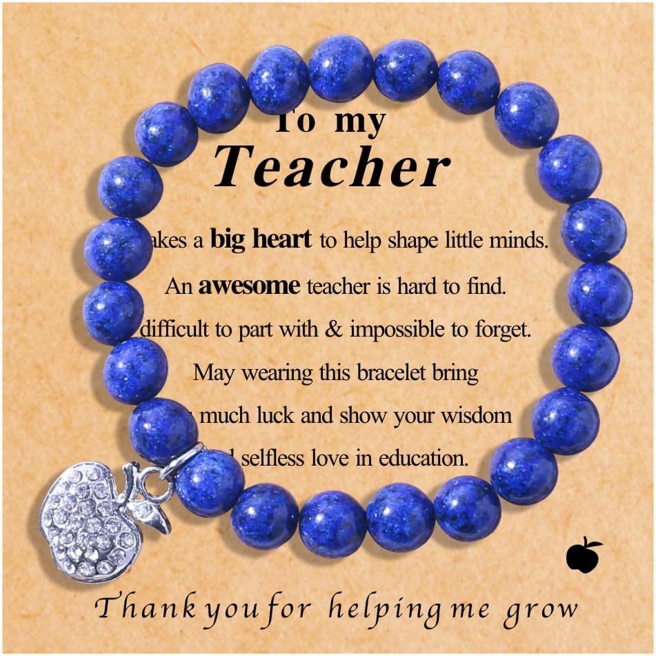 VICKHU Teacher appreciation gifts,Natural Stone teacher Bracelet gifts for women,thank you gifts for teacher meaningful gifts for women with gift message card - Image 5
