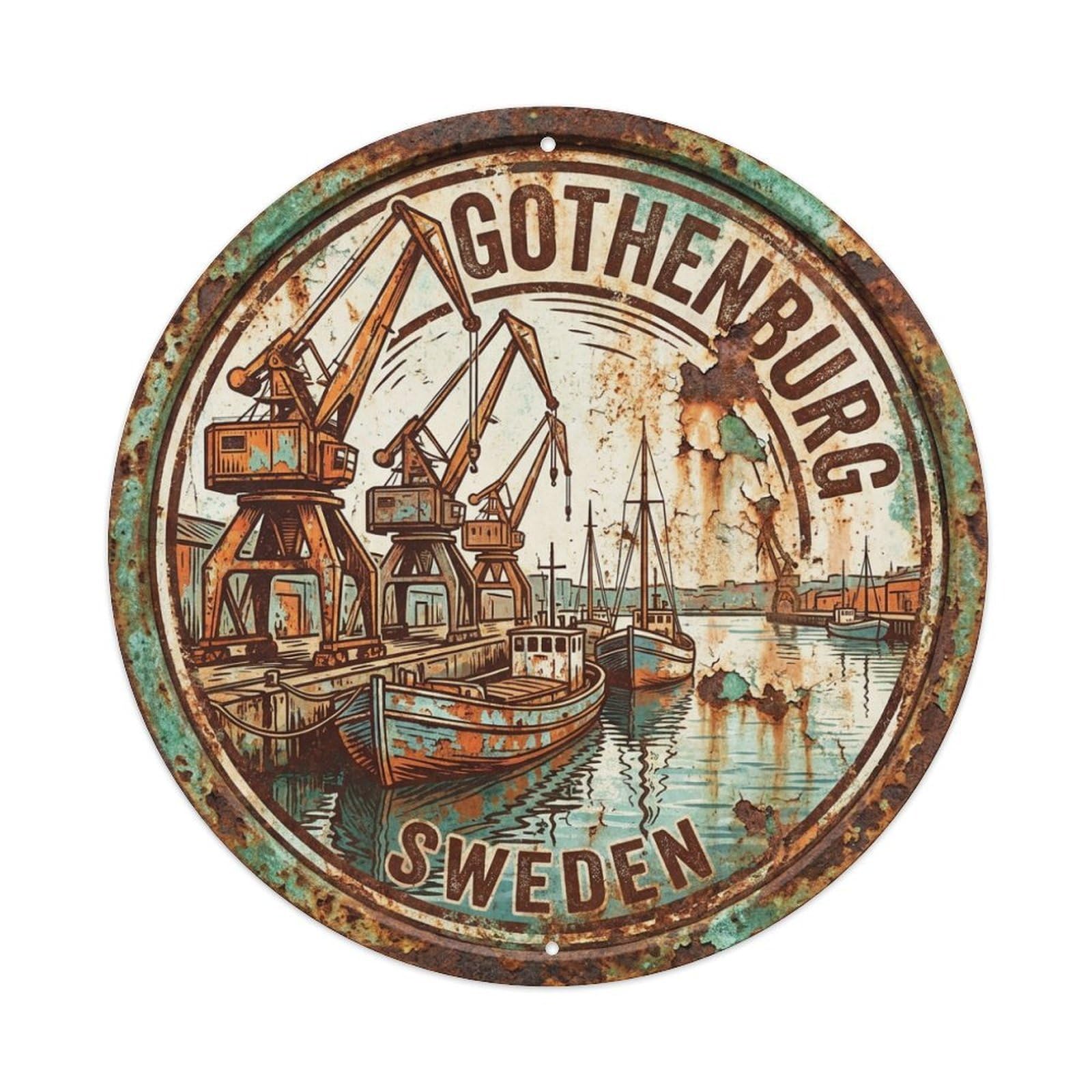 Travel Retro Sweden Gothenburg Metal Tin Sign