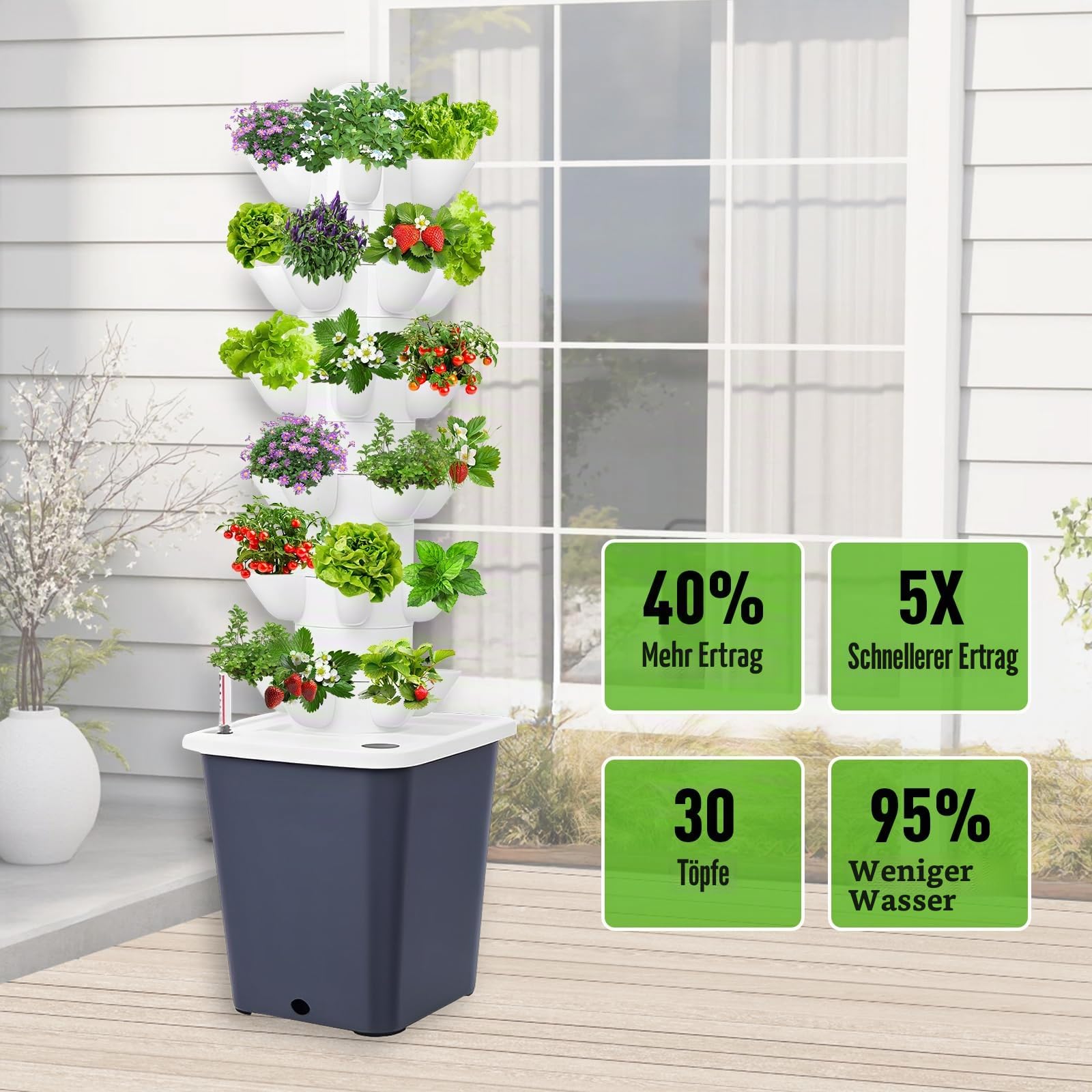 30 Pods Hydroponisches Anzuchtsystem Indoor Tower Garten mit Wasserpumpe