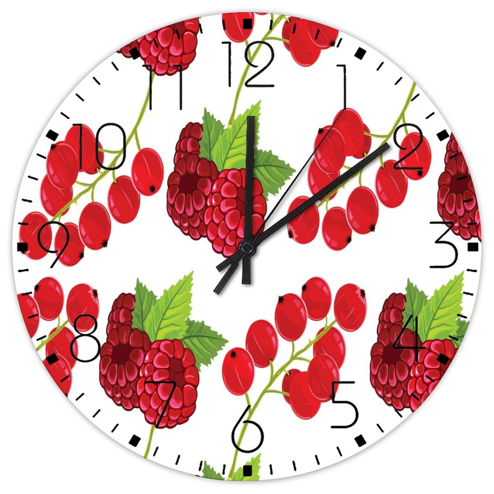 Horloge murale en bois de 30 cm style canneberge pour ambiance café chaleureuse