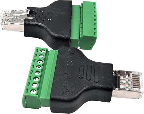 Miniatura 4 de Poyiccot Adaptador de terminal de tornillo RJ45adaptador Ethernet RJ45 de red, placa de ruptura RJ458p8c macho a 8 pines AV Terminal adaptador de