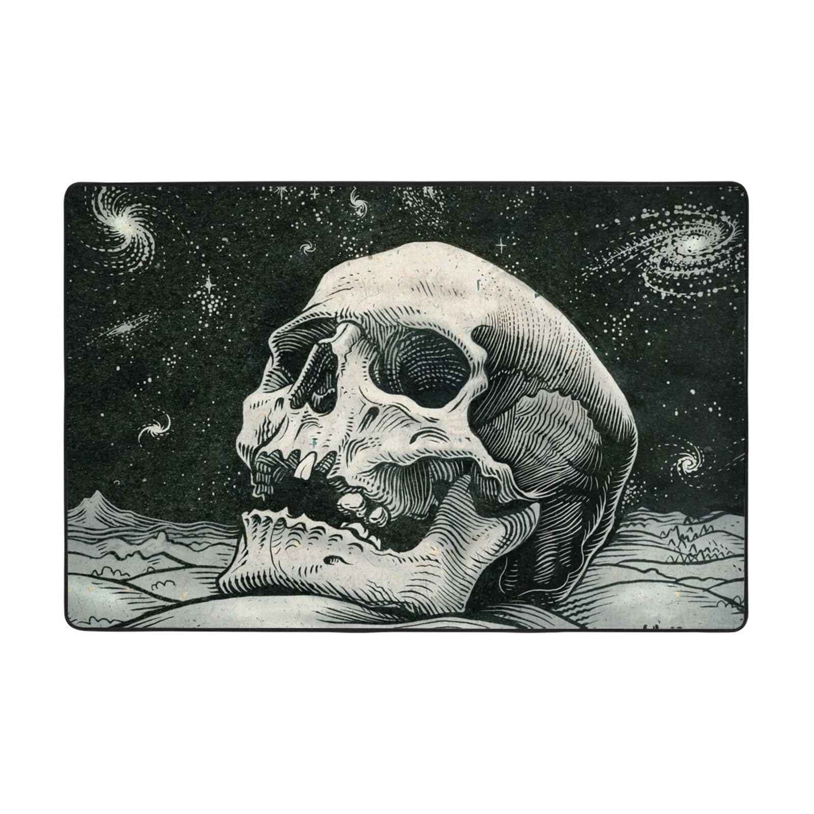 Tapis de sol Halloween crâne en flanelle douce et absorbante pour entrée
