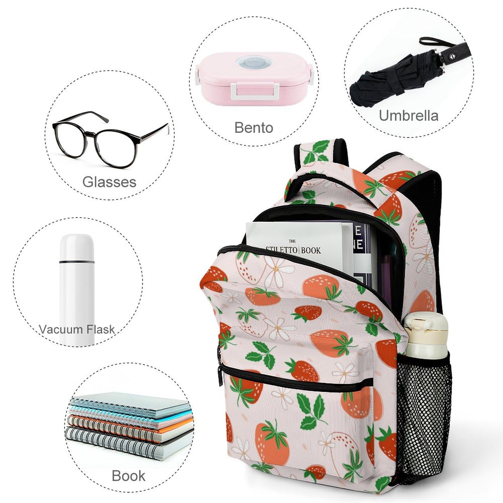 Amazon.co.jp: リュック 子供 いちご柄 苺柄 イチゴ柄 リュックサック