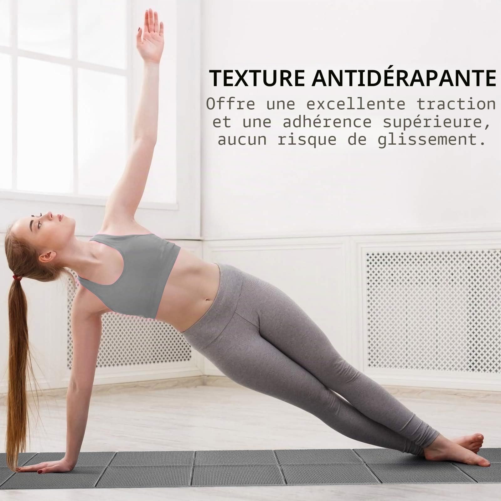 Avoalre Tapis Yoga Antidérapant Pliable Épais Indéchirable | Tapis de Voyage pour Pilates, Gym, Aérobic, Stretching, Entraînement avec Sac