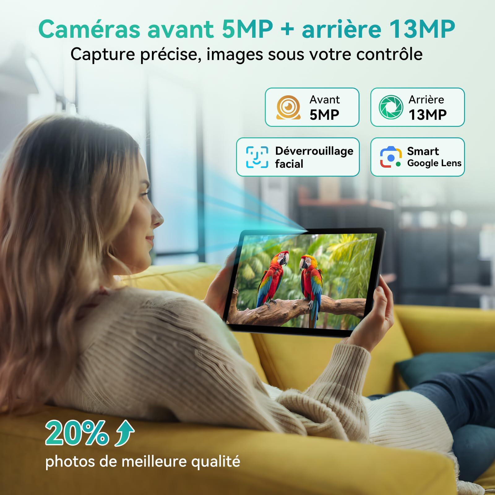 Tablette Android 16 11 Pouces FHD 24Go RAM 128Go ROM 2To TF Gemini AI 3.5 Clavier Souris Stylet 2 en 1 Batterie 8000mAh Gris