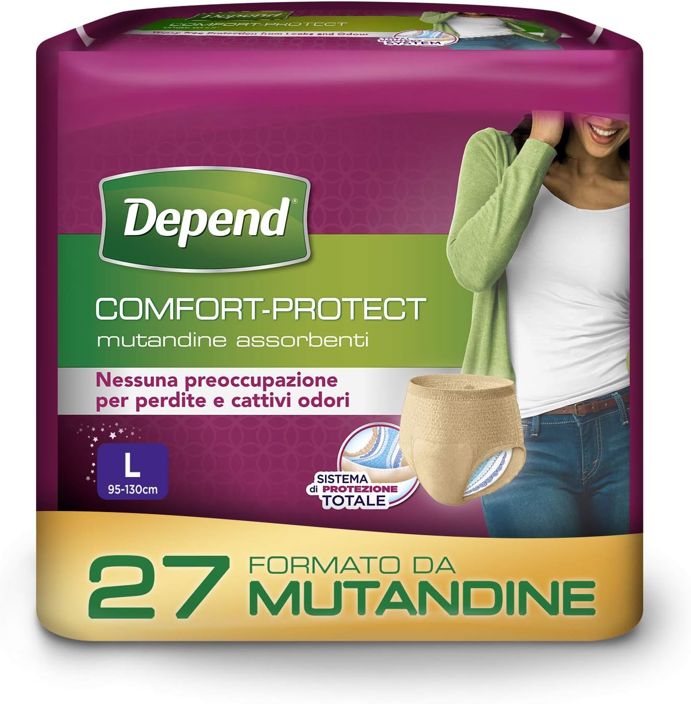 Comfort Protect Incontinence Pants for Women, Large - 9 Count (Pack of 3)