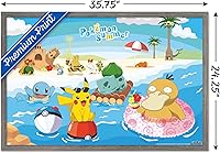 Vista 62 de Trends International Pokémon - Summer Wall Poster, 34L x 22.4W, Gold Framed Version