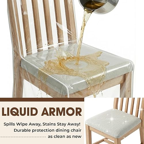 Miniatura 2 de Zipcase Paquete de 4 fundas transparentes de plástico para sillas de comedor, protectores de silla de PVC resistentes, 22 pulgadas de profundidad x