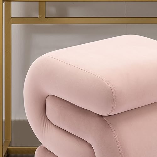 Miniatura 4 de Hdxdkog Taburete otomano de terciopelo en forma de S, moderno reposapiés, silla de maquillaje debajo del escritorio, asiento adicional tapizado para