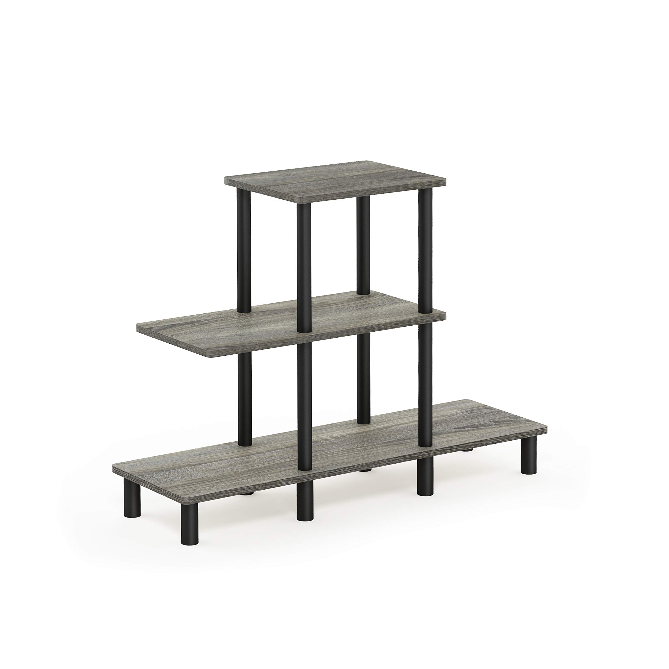 Furinno TURN-N-TUBE Storage Shelves, 3-Tier Ladder, French Oak/Black