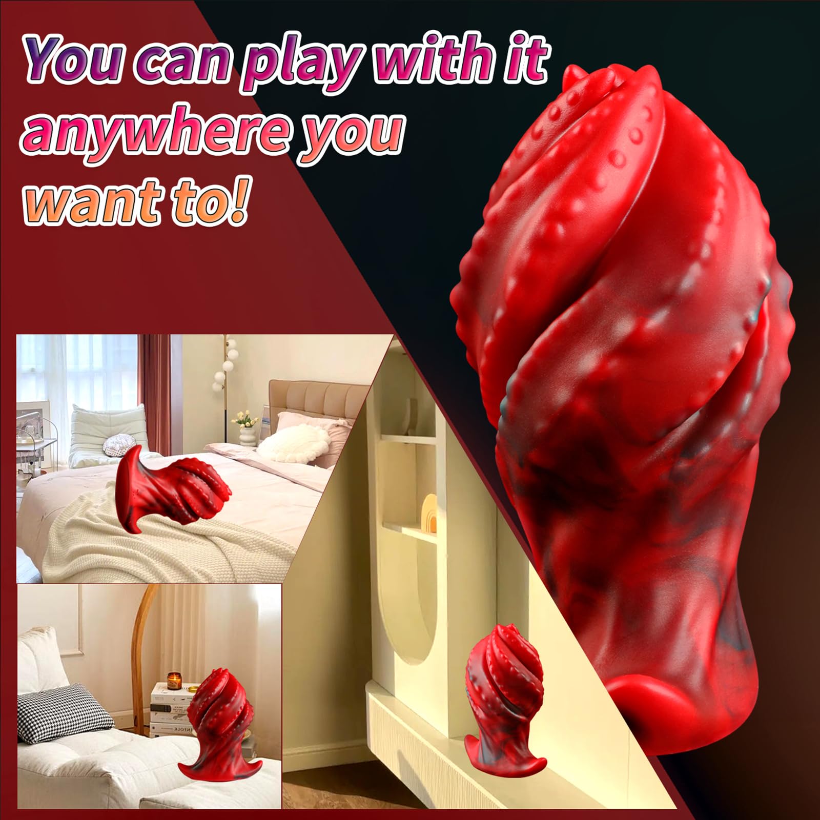 AMAZBEE Plug anale gigante Dildo anale in silicone per donne Monster Butt Plug Massaggio Prostata Trainer anale grande per la dilatazione anale (L)