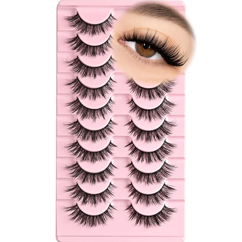 Cílios postiços APCYUST estilo wispies, efeito cat eye, faixa completa