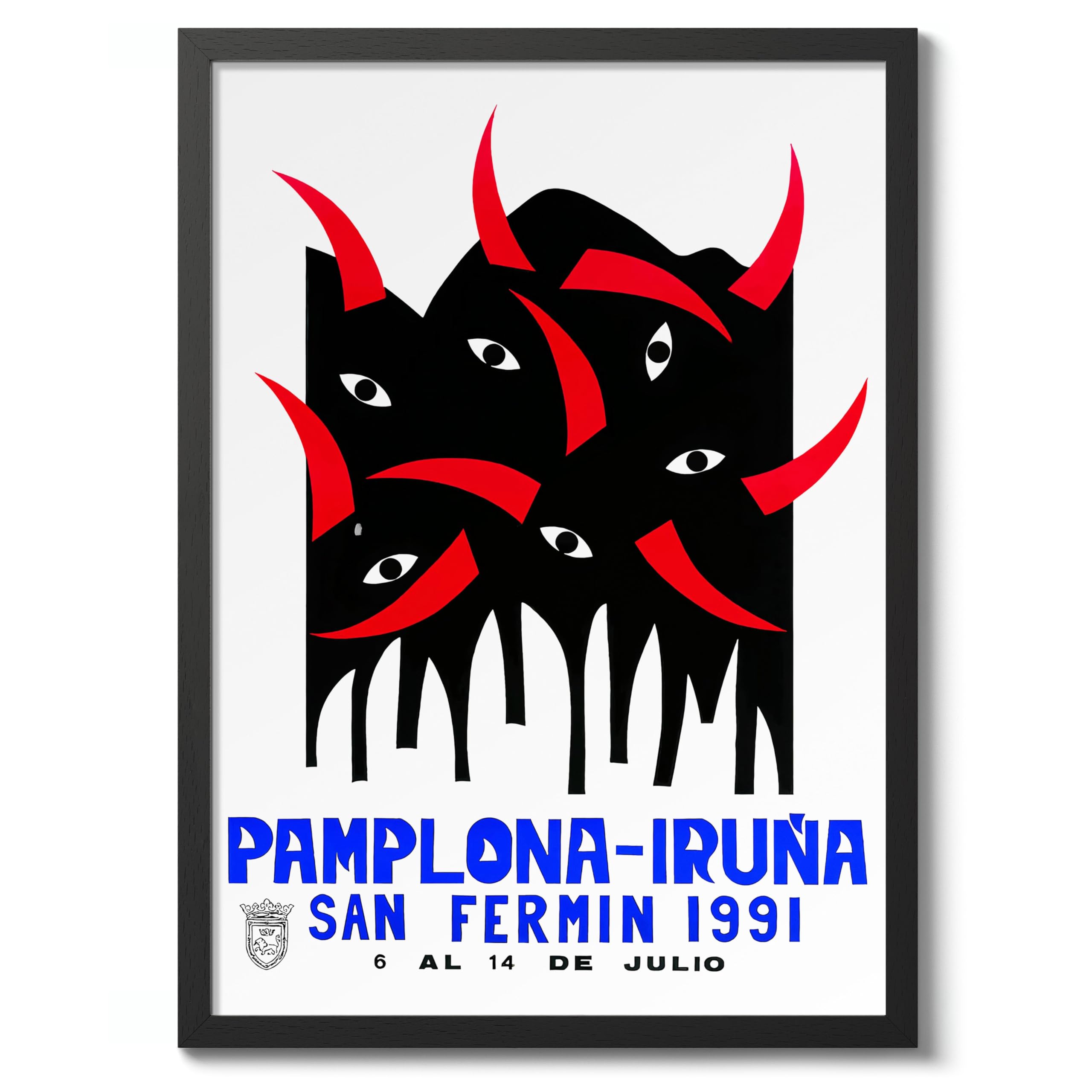 Bullfighting In Pamplona, Spain Vintage Spanish Travel Poster, Retro Spain Tourism Print, Decoration Wall Art Seville Landmark Bedroom Decor, A4 (Black Frame) - 32.7x24.1cm โ image 1