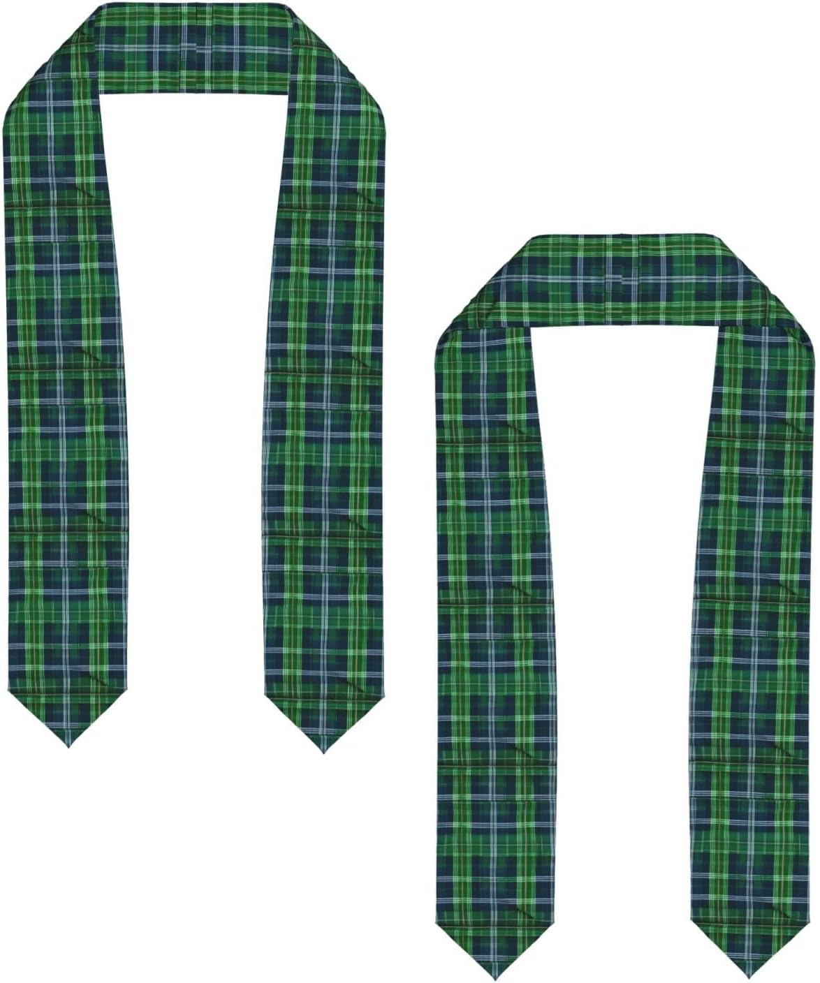 Blue Scottish Tartan Print Honor Stole, Satin Stole For Men Women,72 Inch Unisex Adult Graduation Stole Sash, Flattened