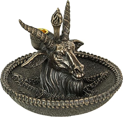 Veronese Design 4 1/8" Beast Head Baphomet Escultura de resina Acabado Bronce Flujo Incienso Bowl