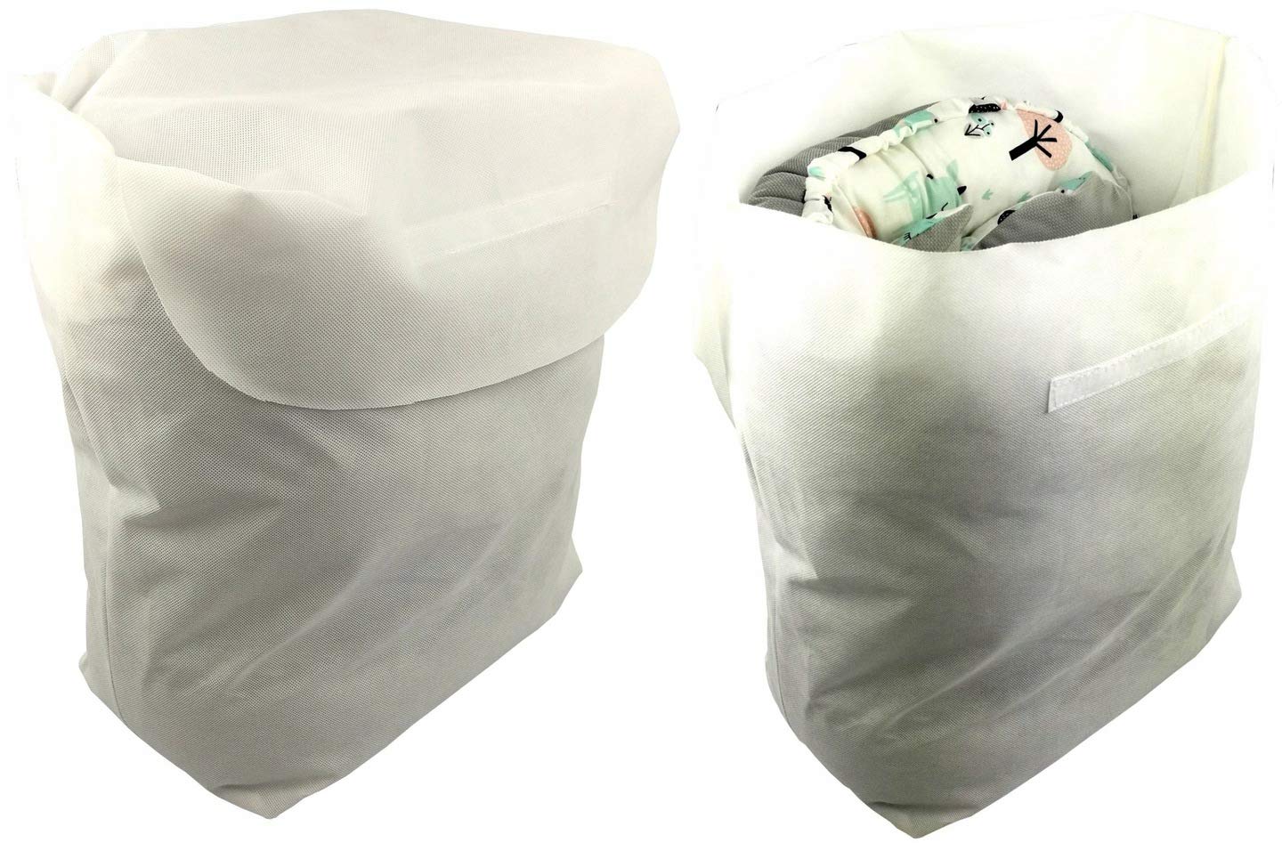 Babynest - Paracolpi per lettino da viaggio, 10 in 1, 110 x 60 cm, federa per cuscino Flufy (grigio/bianco foresta)