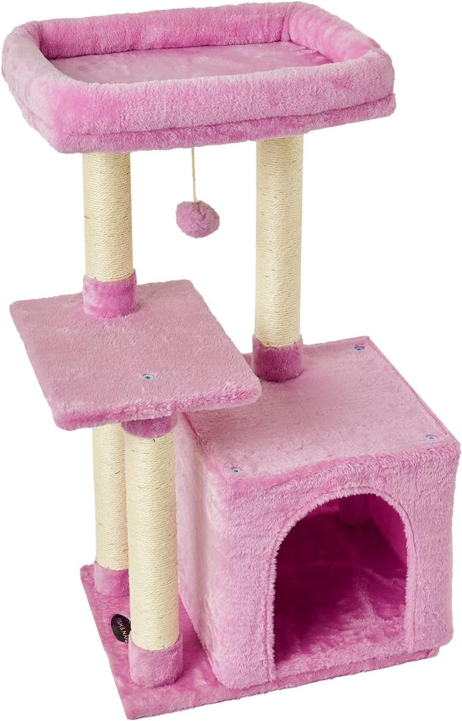 FISH&NAP Cute Cat Tree Kitten Cat Tower for Indoor Cat Condo Sisal Scratching Posts with Jump Platform Cat Furniture Activity Center Play House Smoky Grey