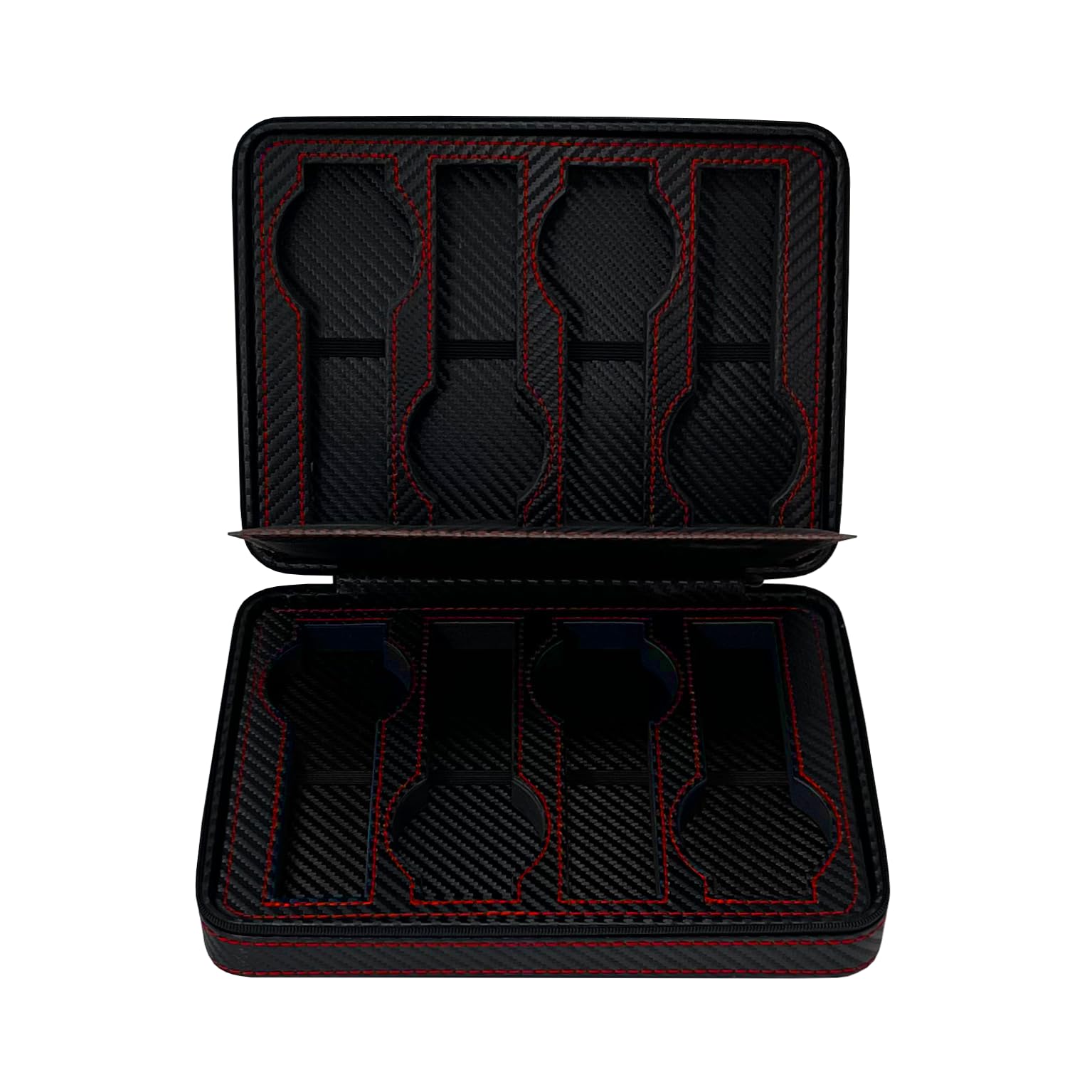 MR Maestro Relojero - Astuccio Porta 8 Orologi in Fibra di Carbonio PU | Contenitore ZIP Viaggio | Cassetto Porta Orologi | Chiusura a Cerniera