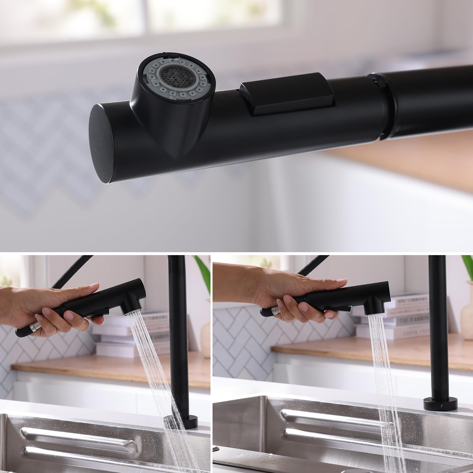 Grifos mezcladores para Fregadero Grifo de Cocina extraíble Monomando con diseño Plegable fregaderos Ocultos y autocaravanas solución Elegante Ahorrar Espacio.