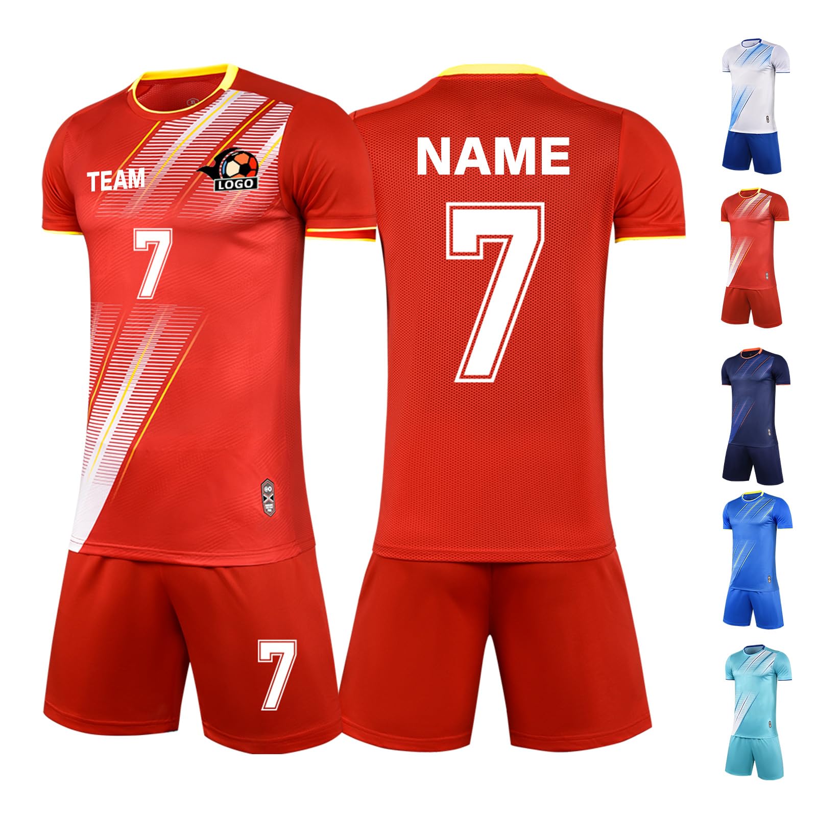 LAIFU Custom Adult Soccer Jersey, Personalized Name Team Name Number Logo Soccer Jersey Red