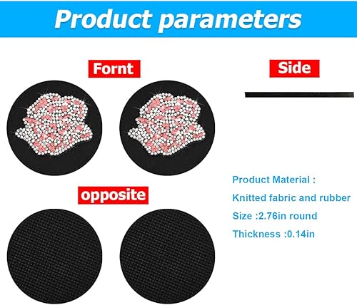 Miniatura 2 de zipelo Posavasos para automóvil, paquete de 2 posavasos con diamantes de imitación de cristal, universales de 2.75 pulgadas, antideslizante, a