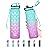 Enerbone 32 oz Water Bottle, Leakproof BPA & Toxic Free, Motivational Water Bottle with Times to Drink and Straw, Fitness Sports Water Bottle with Strap for Office, Gym, Outdoor Sports, Green-Purple