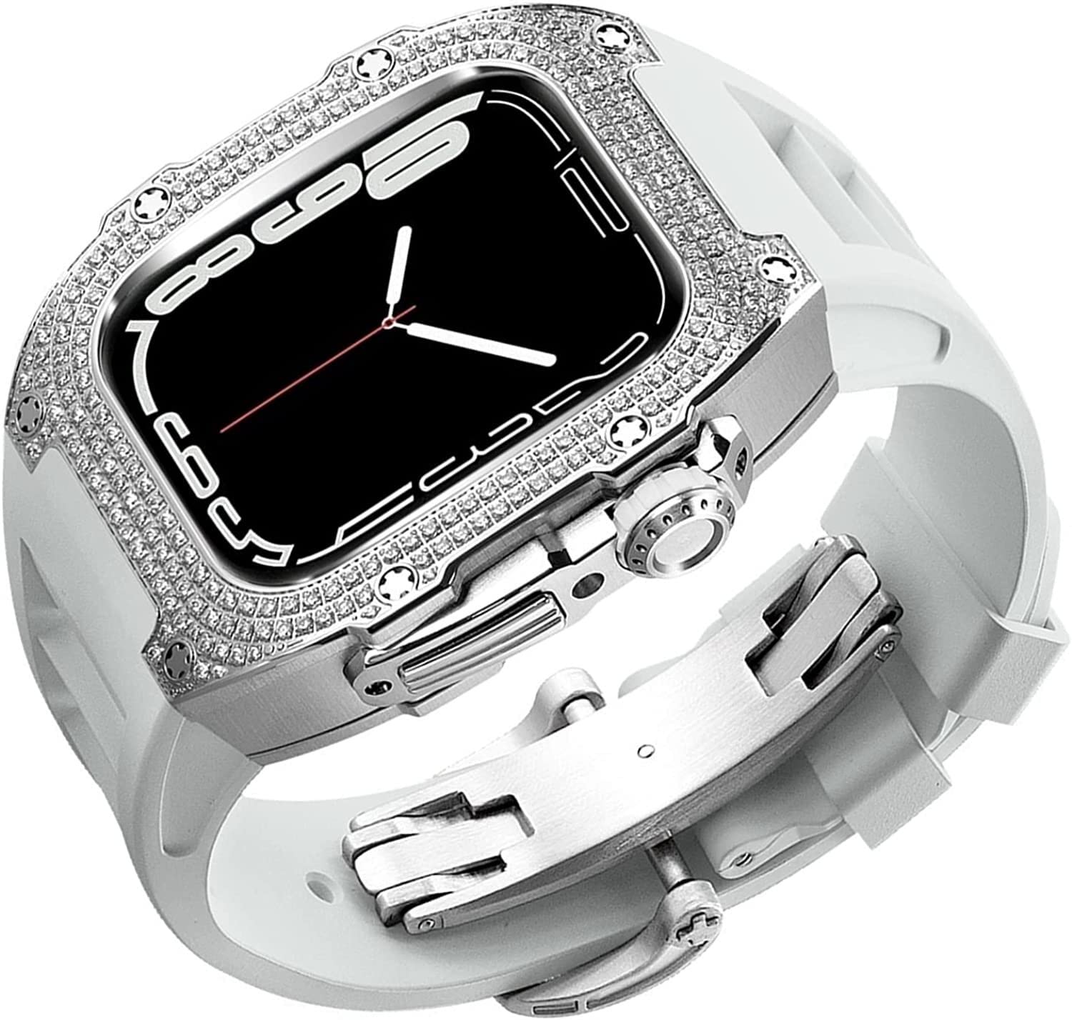 Boîtier strass Apple Watch protégeant des chocs avec bracelet fluoré anti-sueur