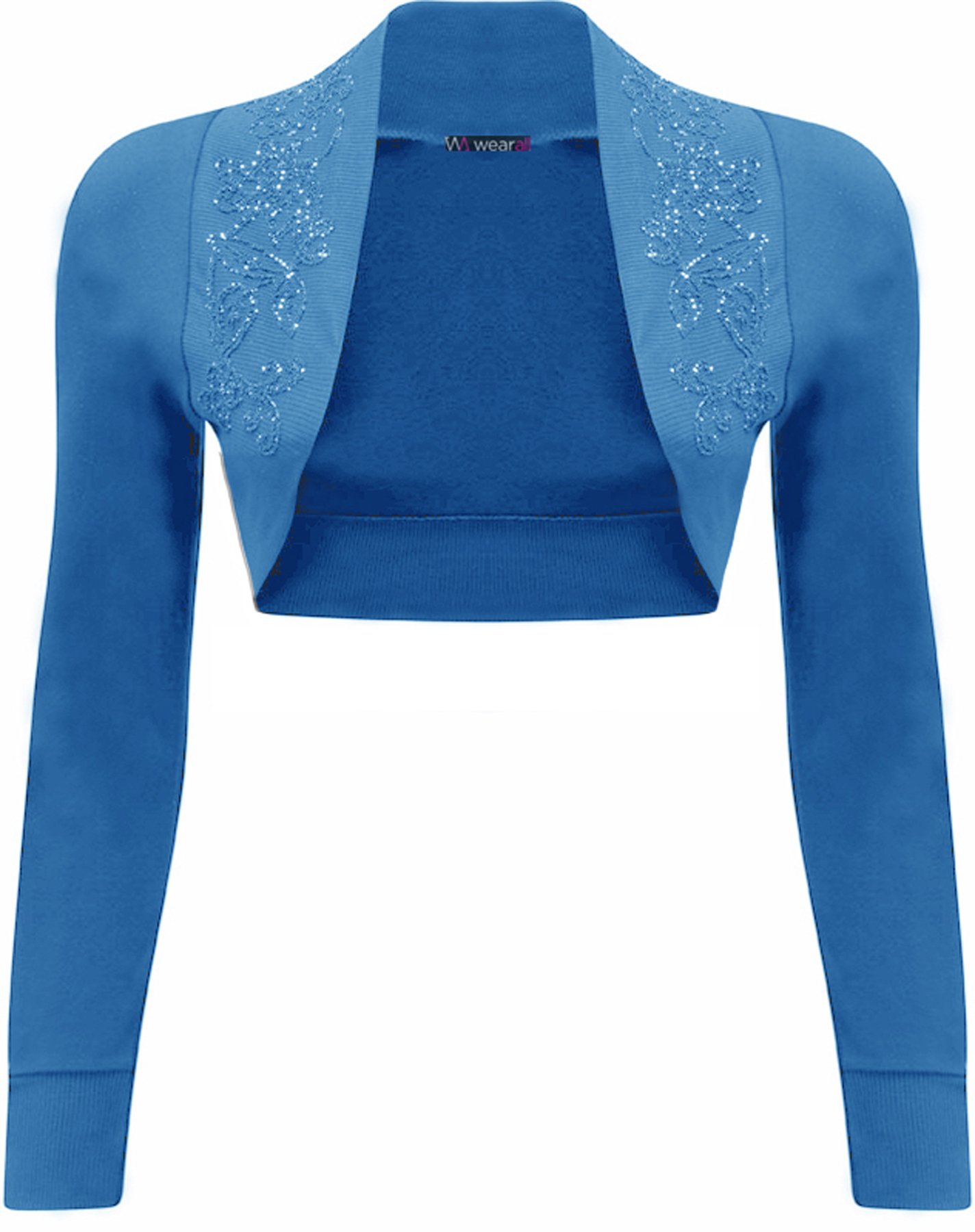 Wearall Women's Turquoise New Beaded Shrug Bolero Top Sizes 12/14