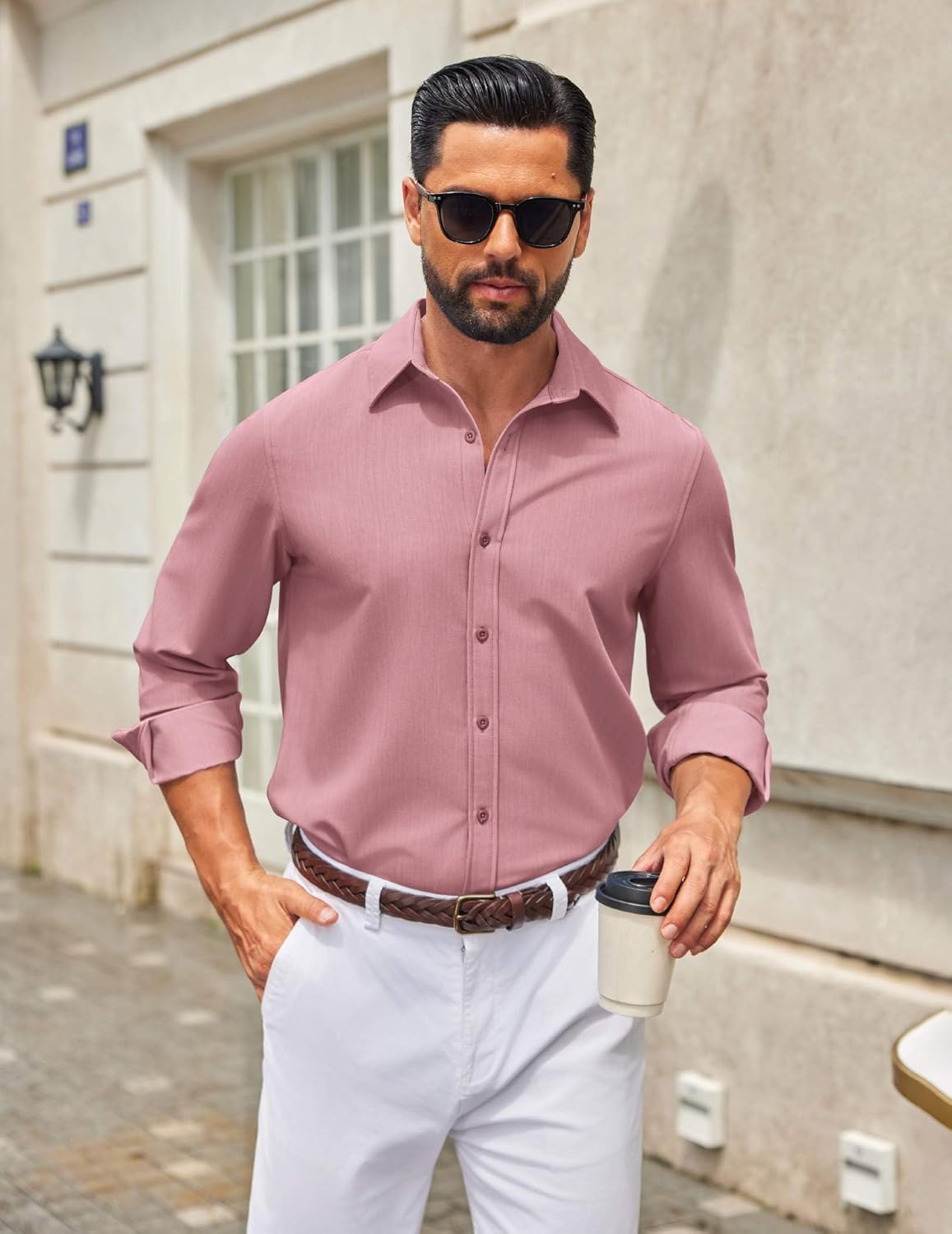 COOFANDY Men's Casual Button Down Long Sleeve Untucked Denim Dress Shirt - Image 3