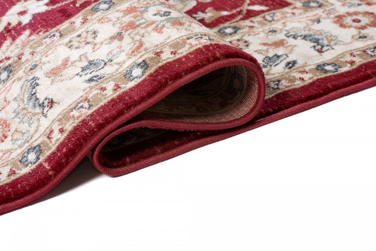 TAPISO Dubai Tappeto Tradizionale Pelo Corto Soggiorno Design Classico Motivo Floreale Ornamenti tonalità Rosso Beige Salotto Sala Camera Ufficio Oeko-Tex 80 x 150 cm