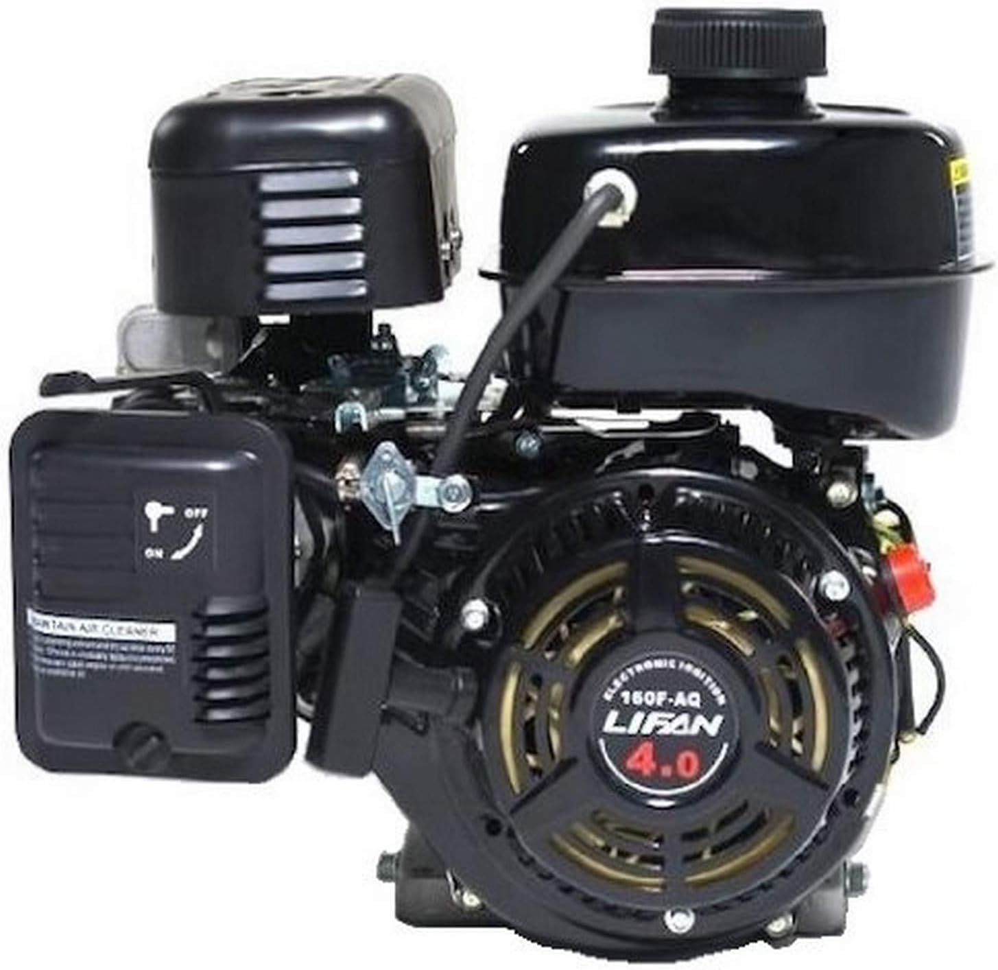 Lifan LF160F-AQ 4 HP 118cc 4-Stroke OHV Industrial Grade Gas Engine with 3/4" Keyway shaft, Recoil Start, and Universal Mounting Pattern