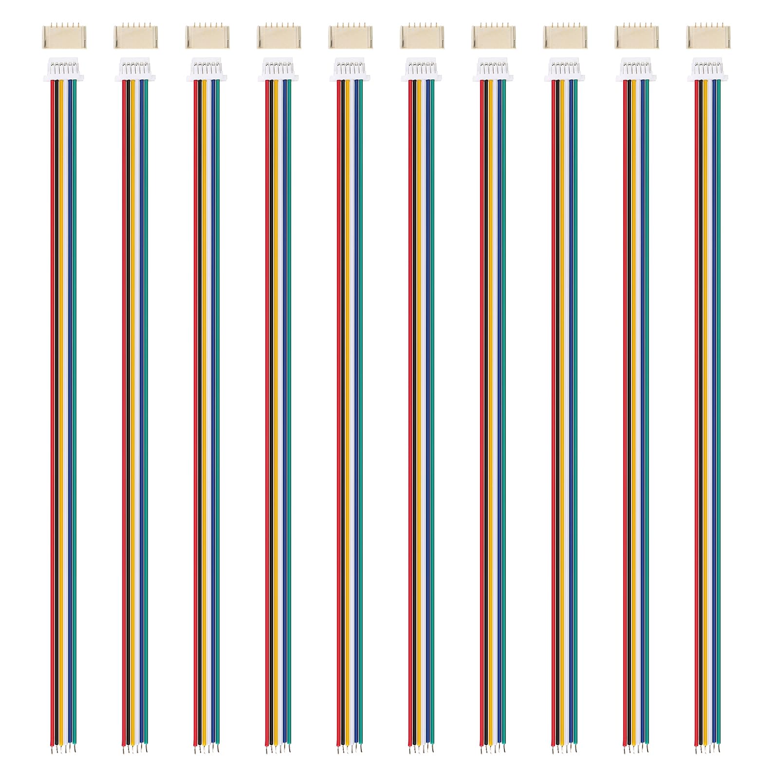 sourcing map 10 Set Mini Micro SH1.0 6 Pin Single Head Male Connector Plug with 28 AWG 150mm Wire Cable and Female Motherboard Connector for Speakers LED Light Strips Small Appliances